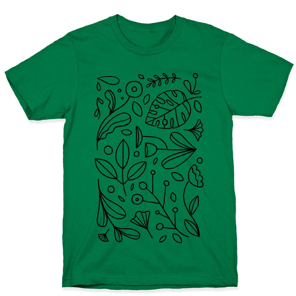 Black and White Plant Pattern T-Shirt Hoodie, Sweatshirt | PureTeeCo.com (Image 3)