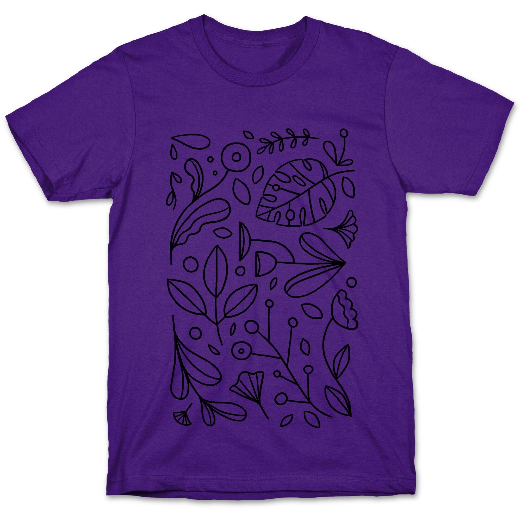 Black and White Plant Pattern T-Shirt Hoodie, Sweatshirt | PureTeeCo.com (Image 5)
