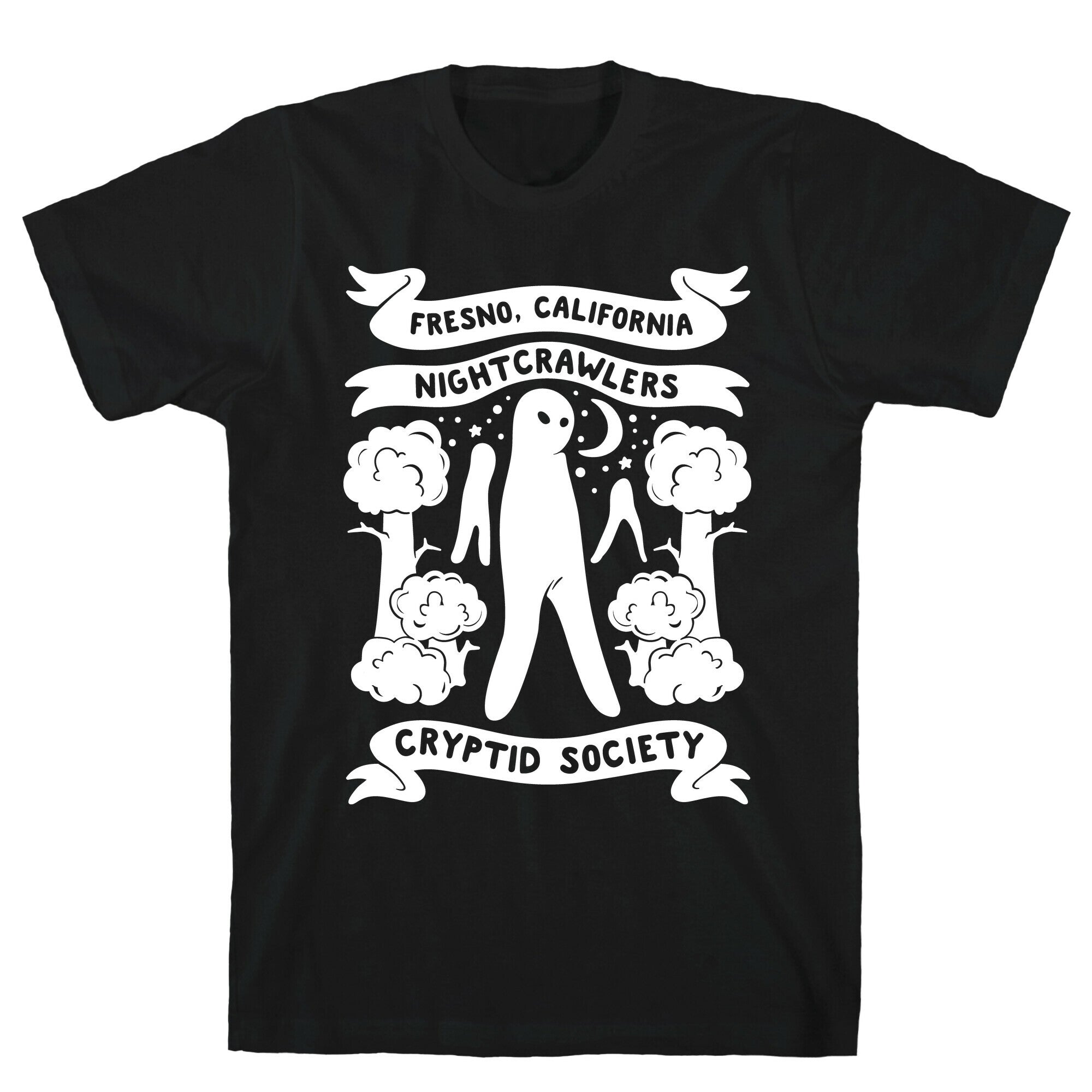 Fresno Nightcrawlers Cryptid Society White Print T-Shirt Hoodie, Sweatshirt | PureTeeCo.com (Image 1)