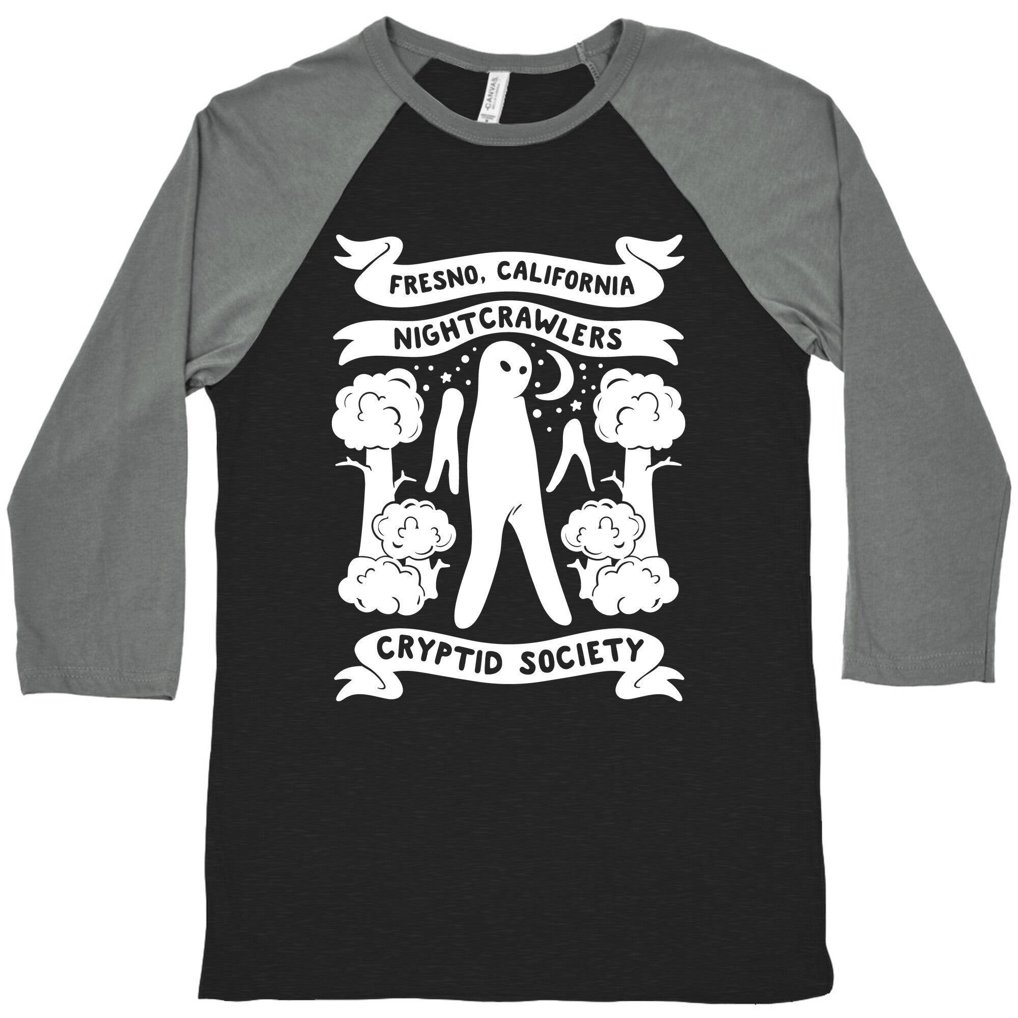 Fresno Nightcrawlers Cryptid Society White Print Baseball Tee Hoodie, Sweatshirt | PureTeeCo.com (Image 1)