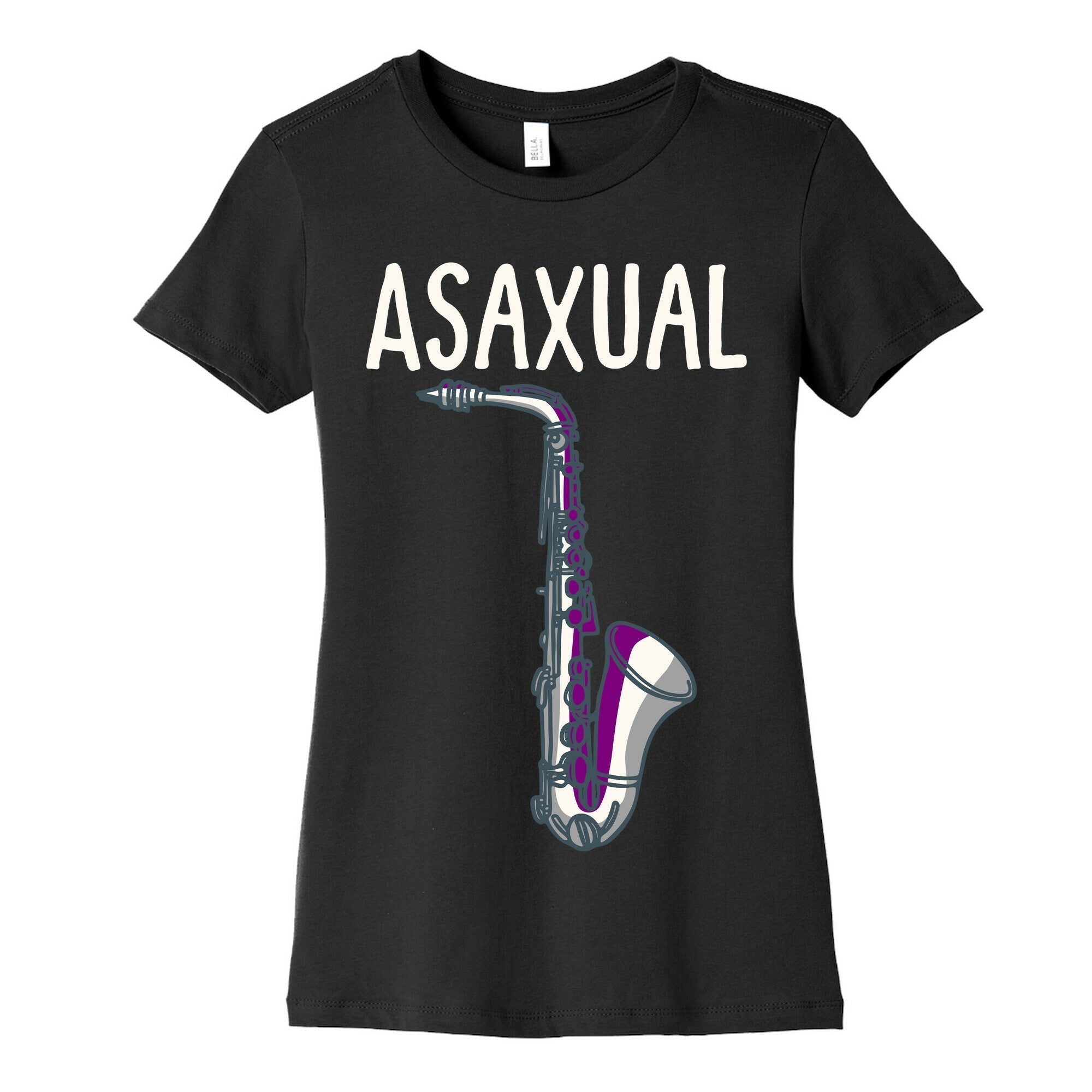 Asaxual White Print Women's Cotton Tee Hoodie, Sweatshirt | PureTeeCo.com (Image 5)