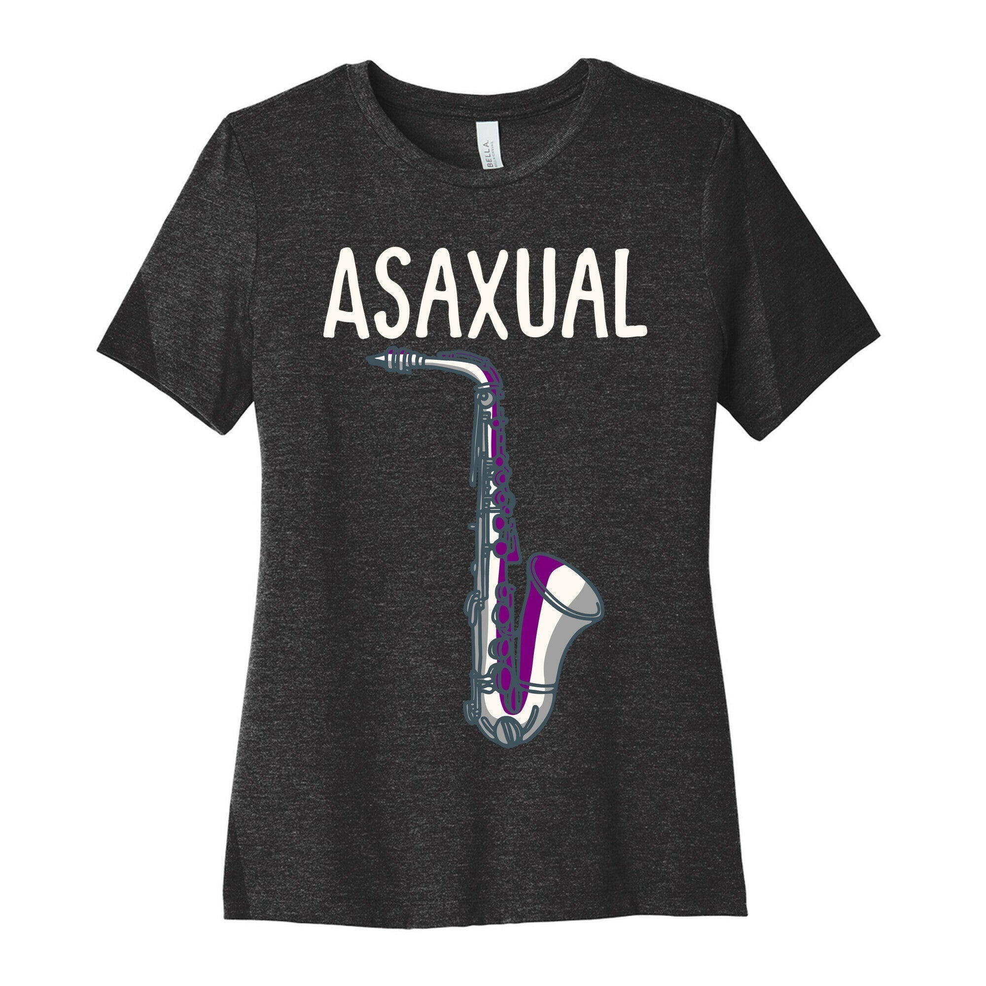 Asaxual White Print Women's Cotton Tee Hoodie, Sweatshirt | PureTeeCo.com (Image 1)