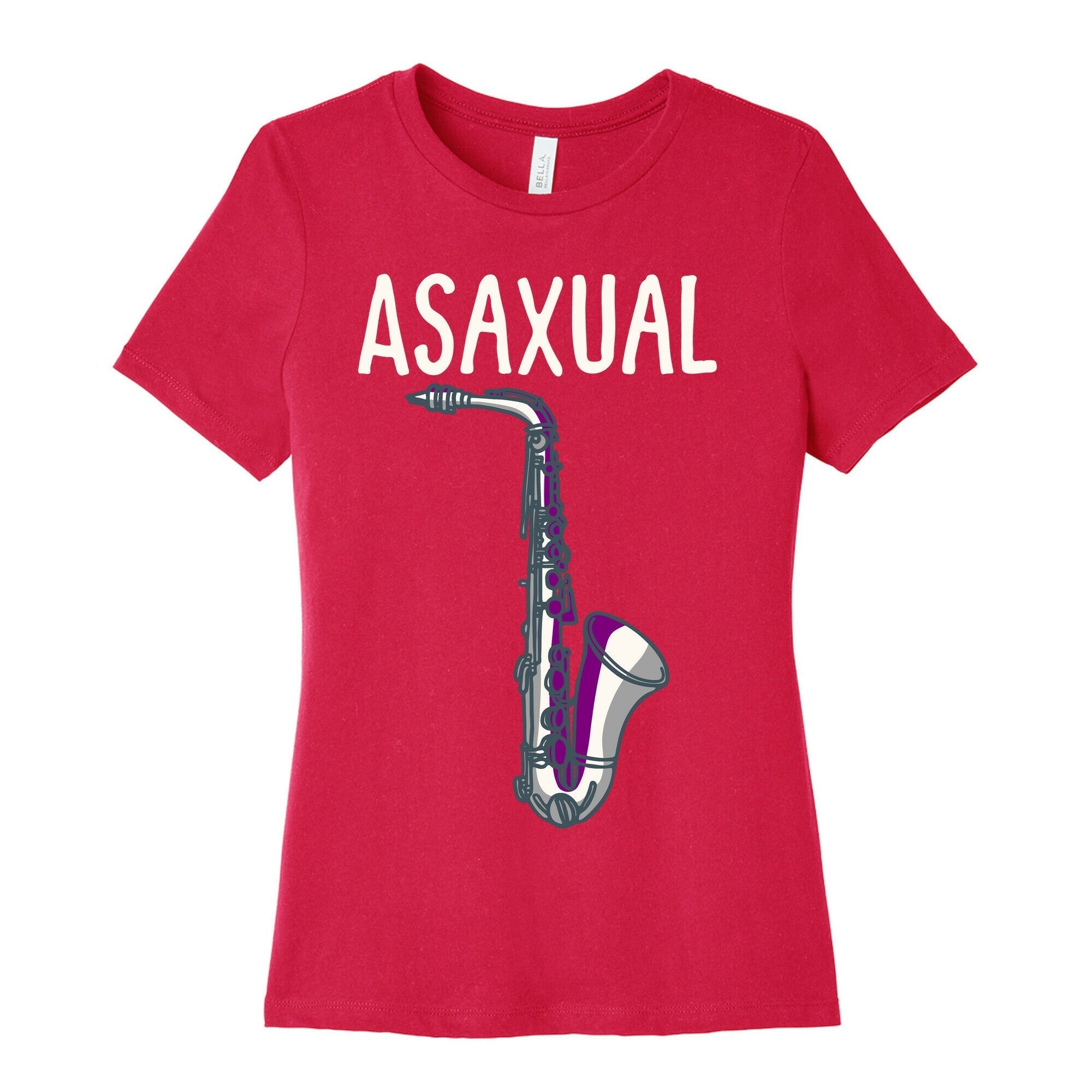 Asaxual White Print Women's Cotton Tee Hoodie, Sweatshirt | PureTeeCo.com (Image 2)