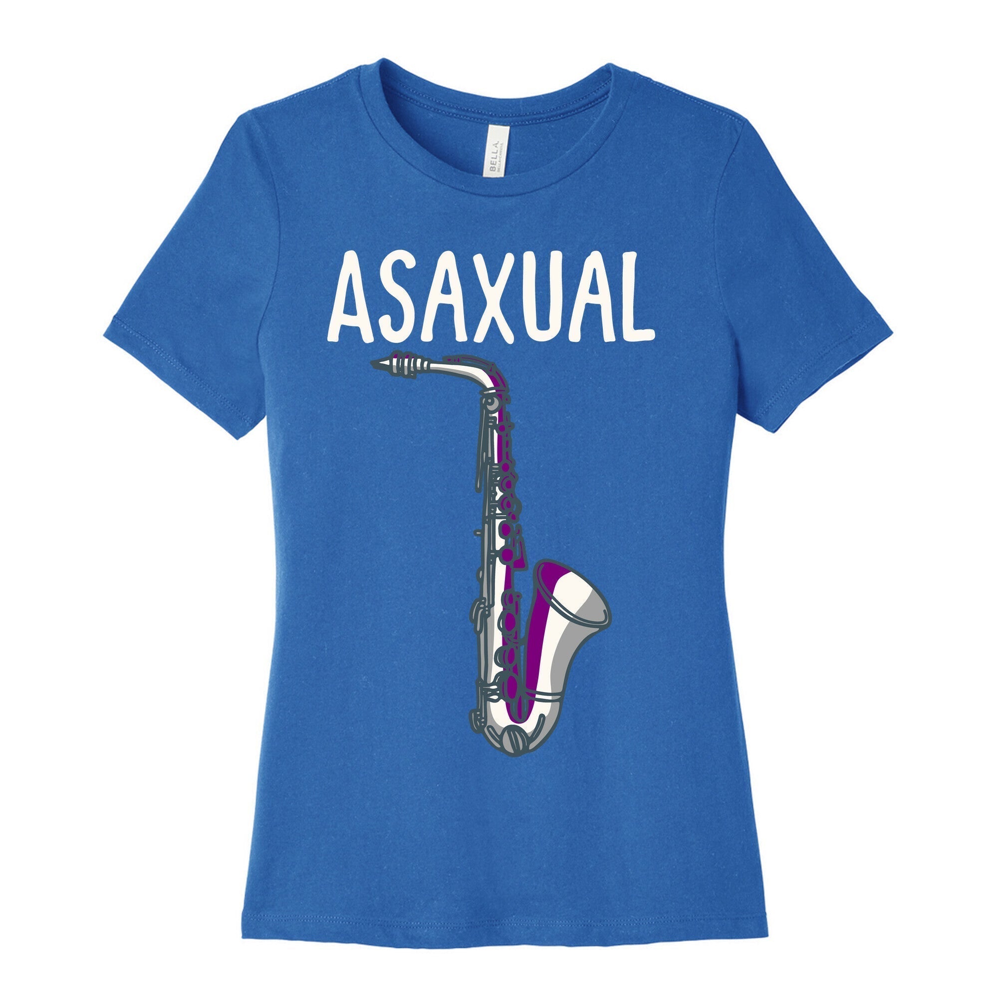 Asaxual White Print Women's Cotton Tee Hoodie, Sweatshirt | PureTeeCo.com (Image 3)