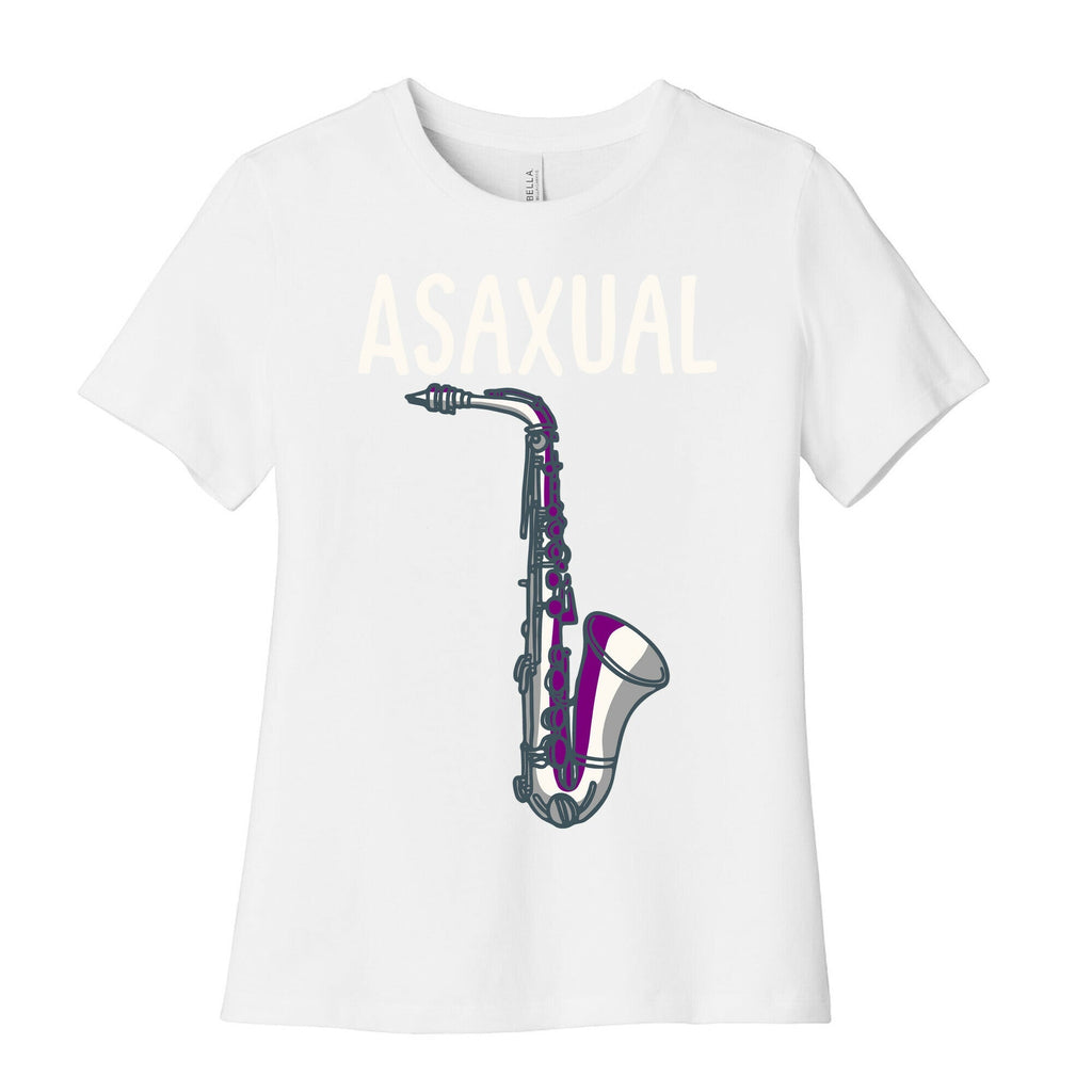 Asaxual White Print Women's Cotton Tee Hoodie, Sweatshirt | PureTeeCo.com (Image 4)