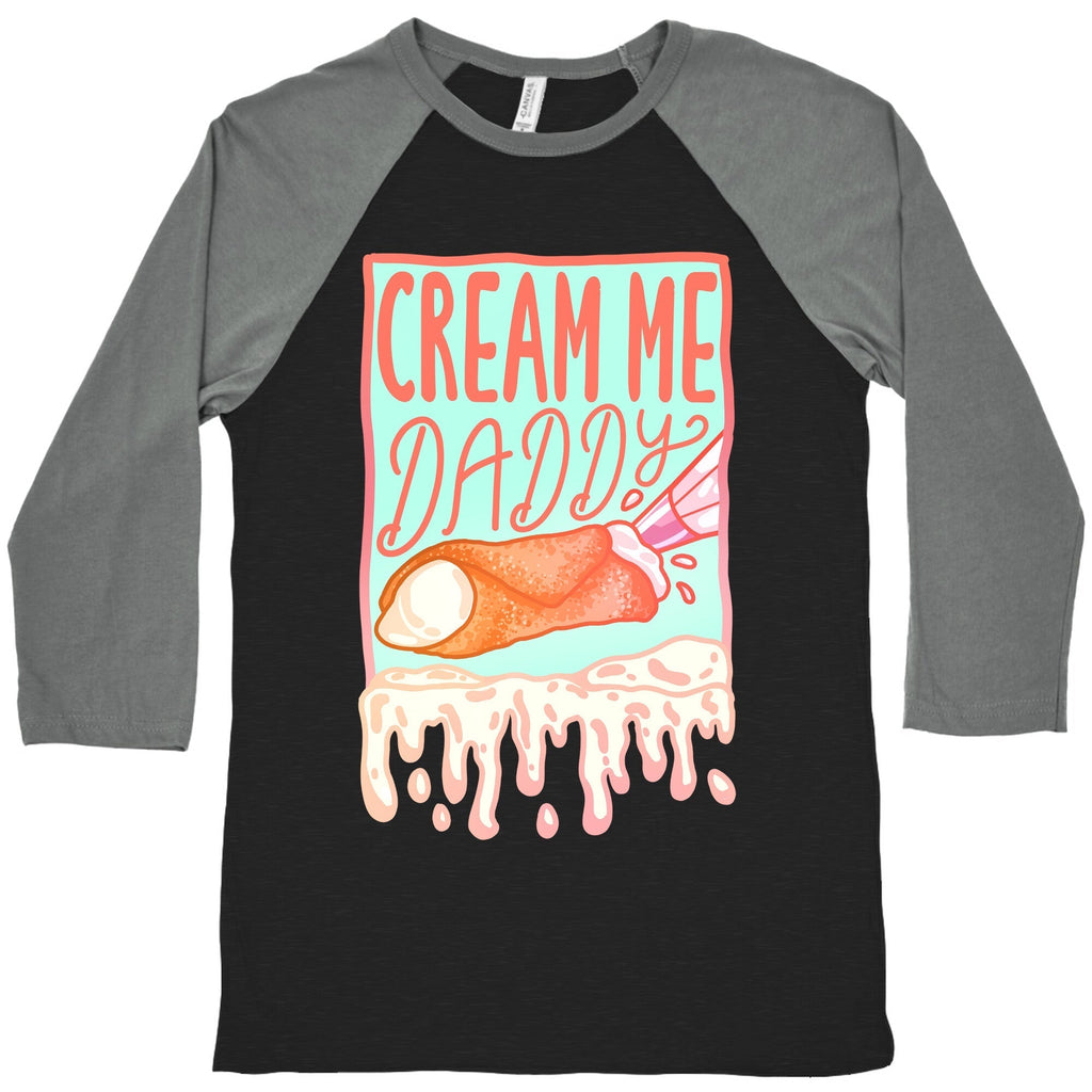 Cream Me Daddy Cannoli Baseball Tee Hoodie, Sweatshirt | PureTeeCo.com (Image 3)