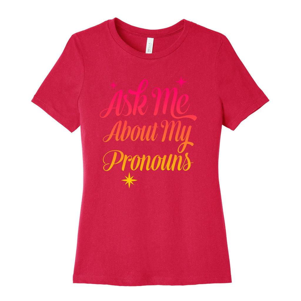 Ask Me About My Pronouns Women's Cotton Tee Hoodie, Sweatshirt | PureTeeCo.com (Image 2)