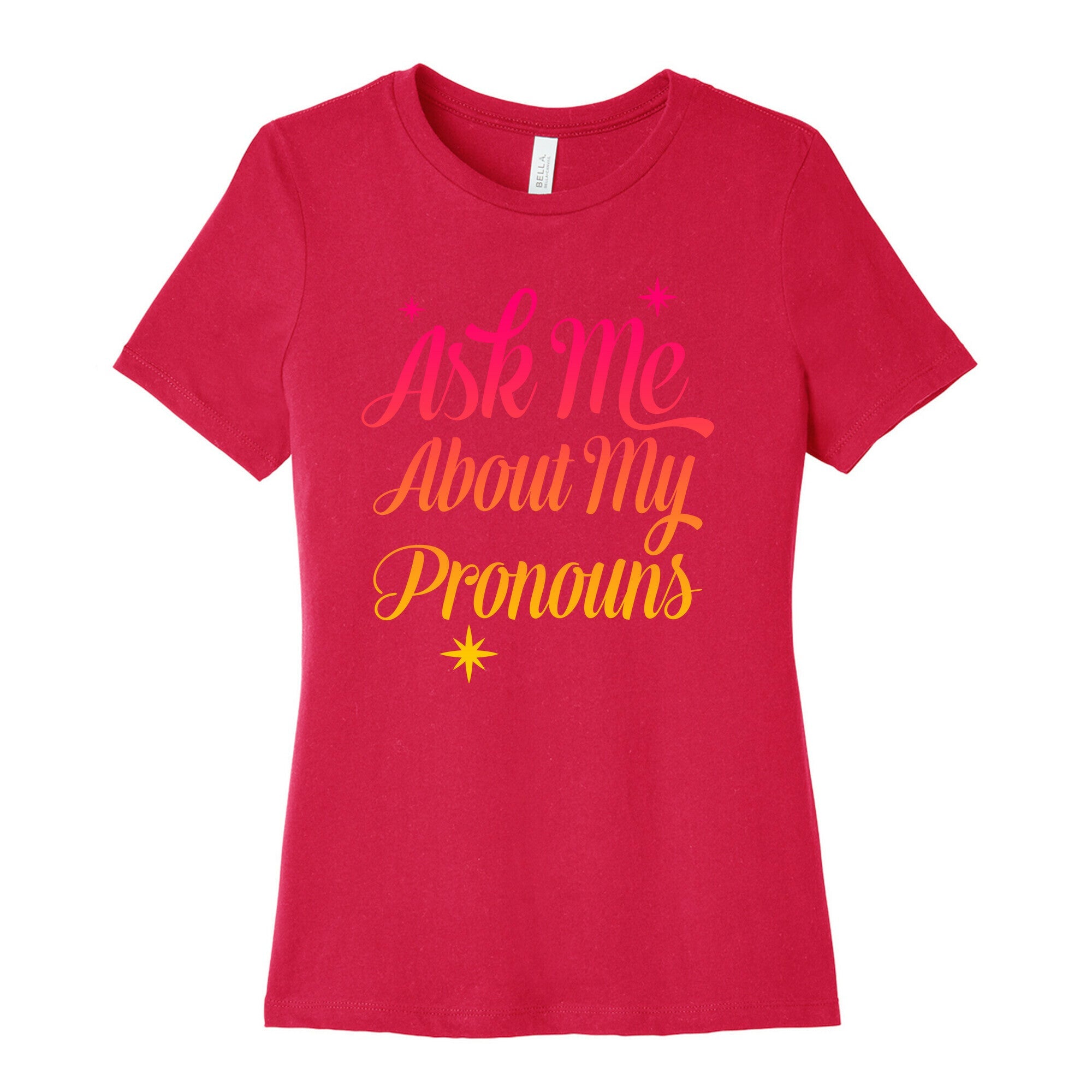 Ask Me About My Pronouns Women's Cotton Tee Hoodie, Sweatshirt | PureTeeCo.com (Image 2)