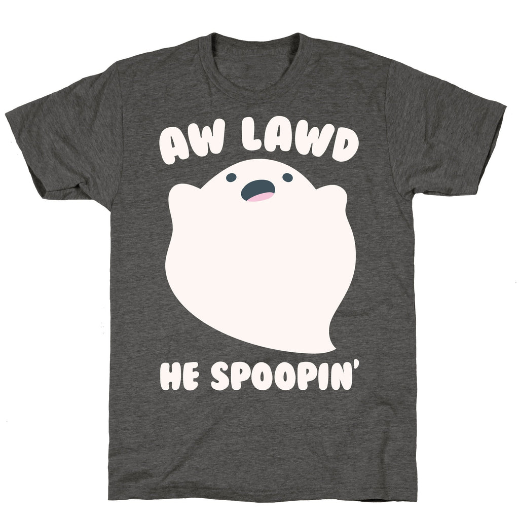 Aw Lawd He Spoopin' Ghost Parody White Print Unisex Triblend Tee Hoodie, Sweatshirt | PureTeeCo.com (Image 3)