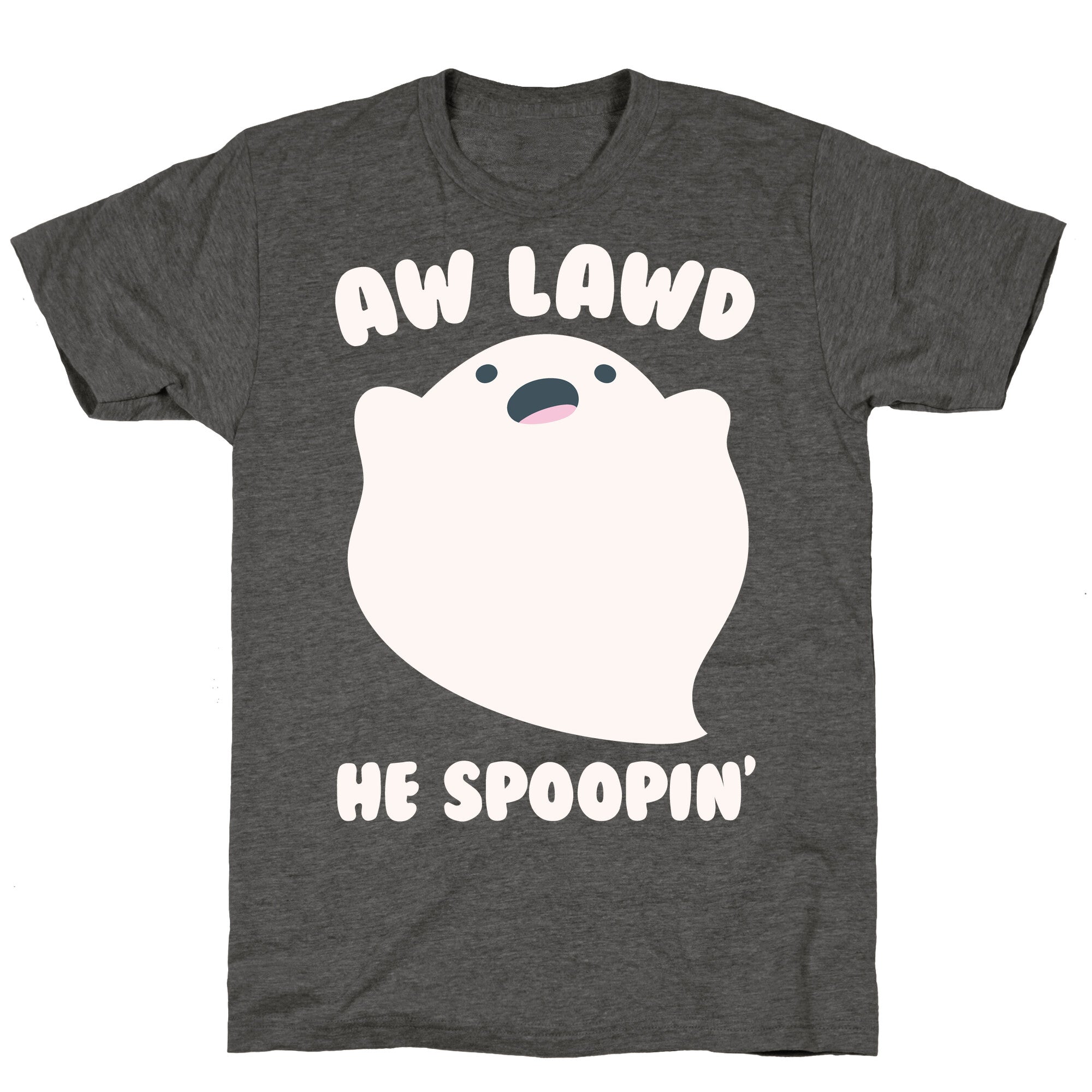 Aw Lawd He Spoopin' Ghost Parody White Print Unisex Triblend Tee Hoodie, Sweatshirt | PureTeeCo.com (Image 3)