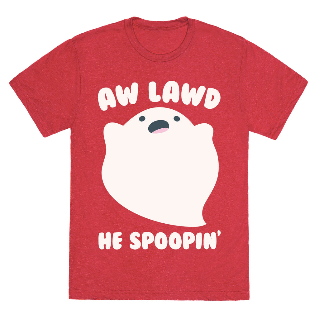 Aw Lawd He Spoopin' Ghost Parody White Print Unisex Triblend Tee Hoodie, Sweatshirt | PureTeeCo.com (Image 4)