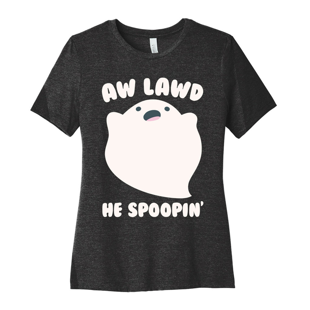 Aw Lawd He Spoopin' Ghost Parody White Print Women's Cotton Tee Hoodie, Sweatshirt | PureTeeCo.com (Image 1)