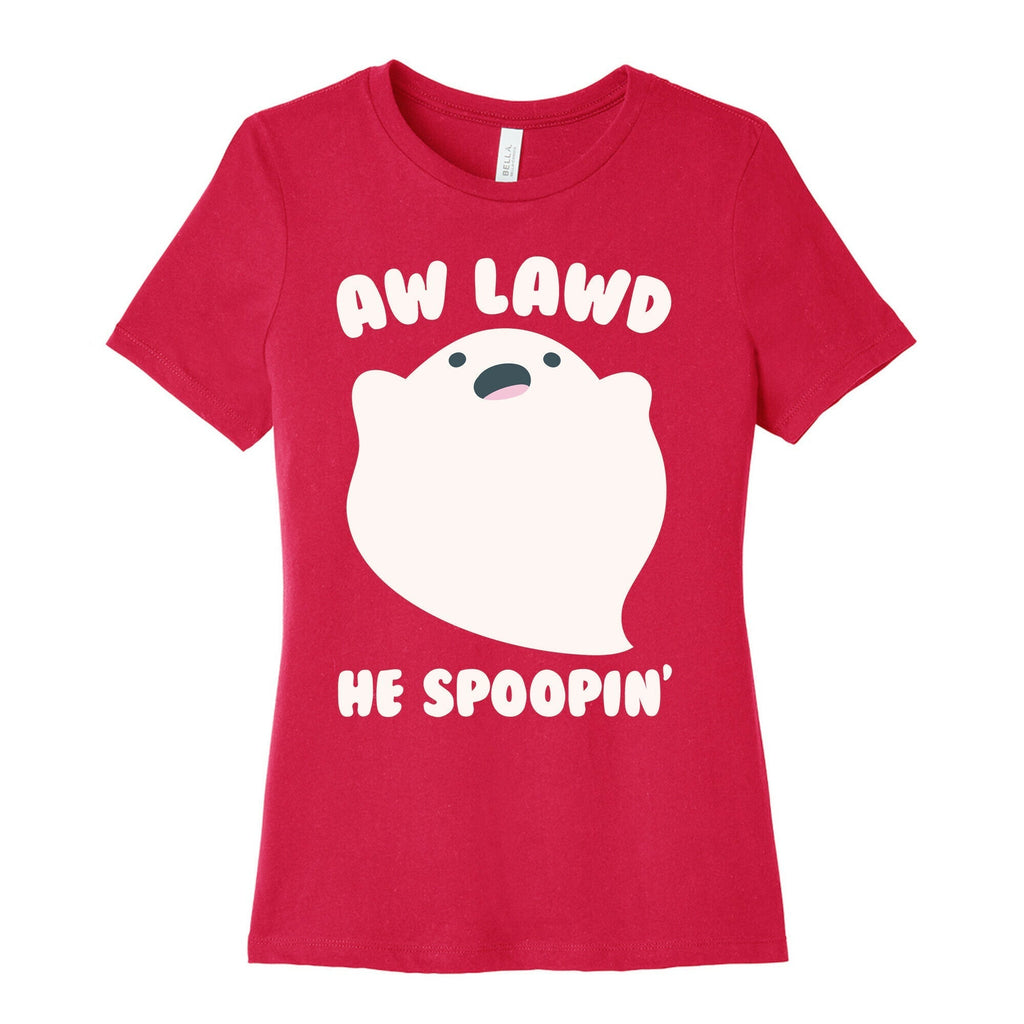 Aw Lawd He Spoopin' Ghost Parody White Print Women's Cotton Tee Hoodie, Sweatshirt | PureTeeCo.com (Image 2)