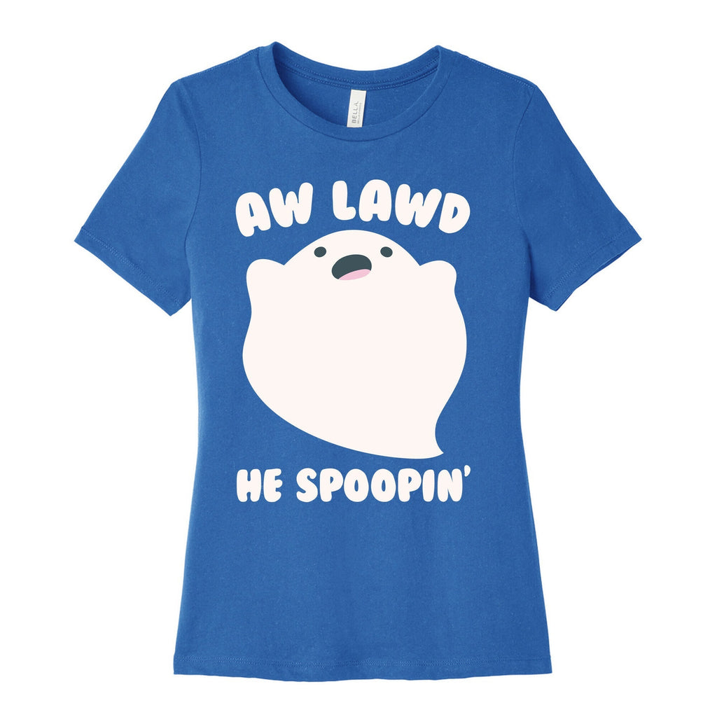 Aw Lawd He Spoopin' Ghost Parody White Print Women's Cotton Tee Hoodie, Sweatshirt | PureTeeCo.com (Image 3)
