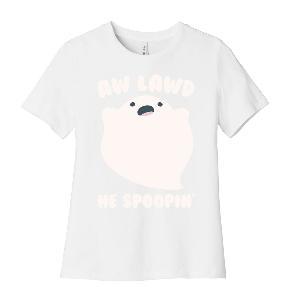 Aw Lawd He Spoopin' Ghost Parody White Print Women's Cotton Tee Hoodie, Sweatshirt | PureTeeCo.com (Image 4)