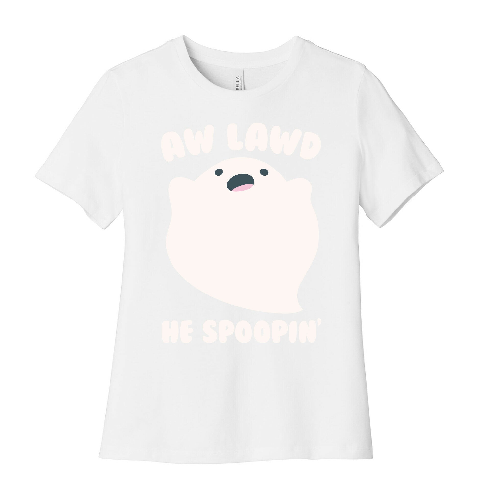 Aw Lawd He Spoopin' Ghost Parody White Print Women's Cotton Tee Hoodie, Sweatshirt | PureTeeCo.com (Image 4)