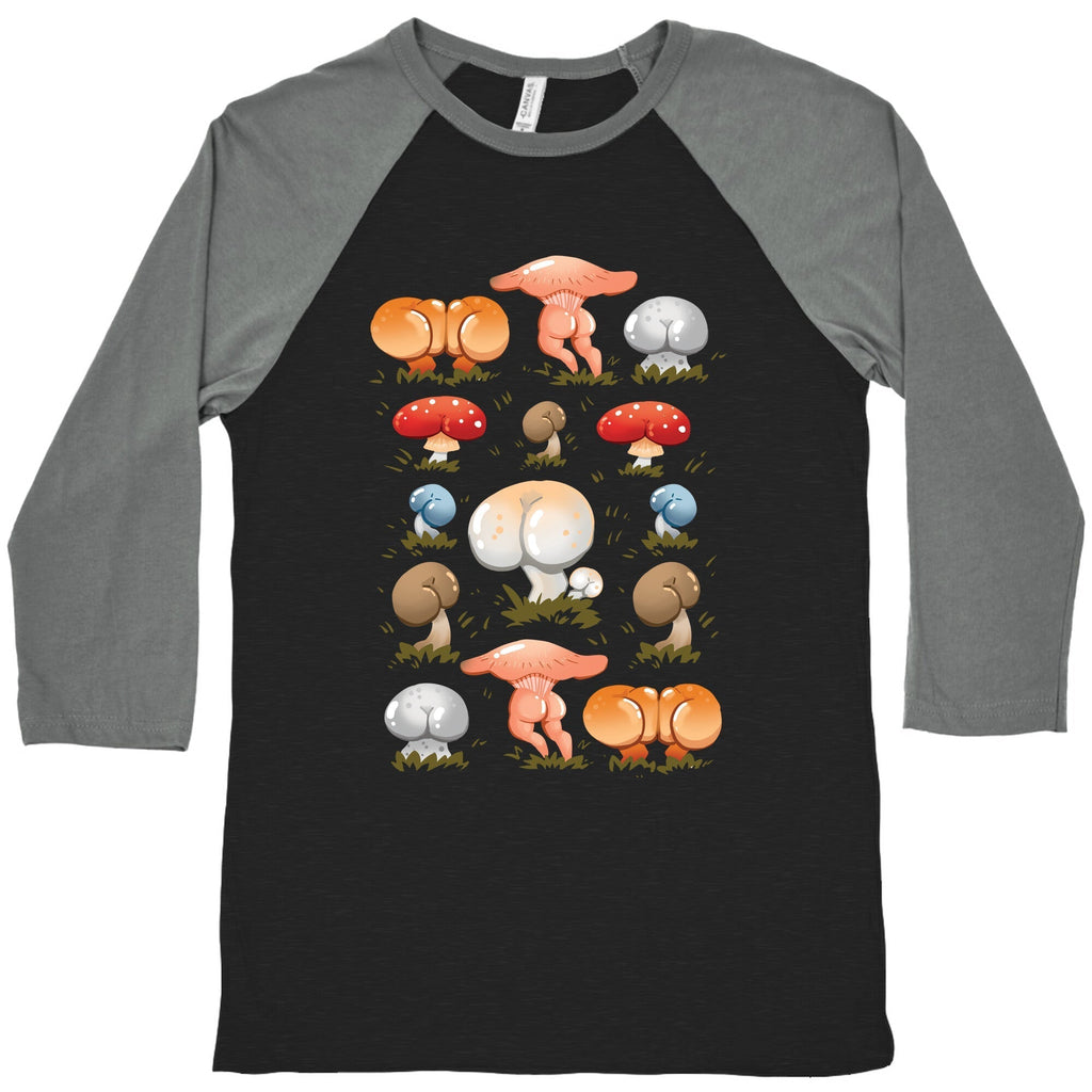 Butt Mushroom Pattern Baseball Tee Hoodie, Sweatshirt | PureTeeCo.com (Image 3)