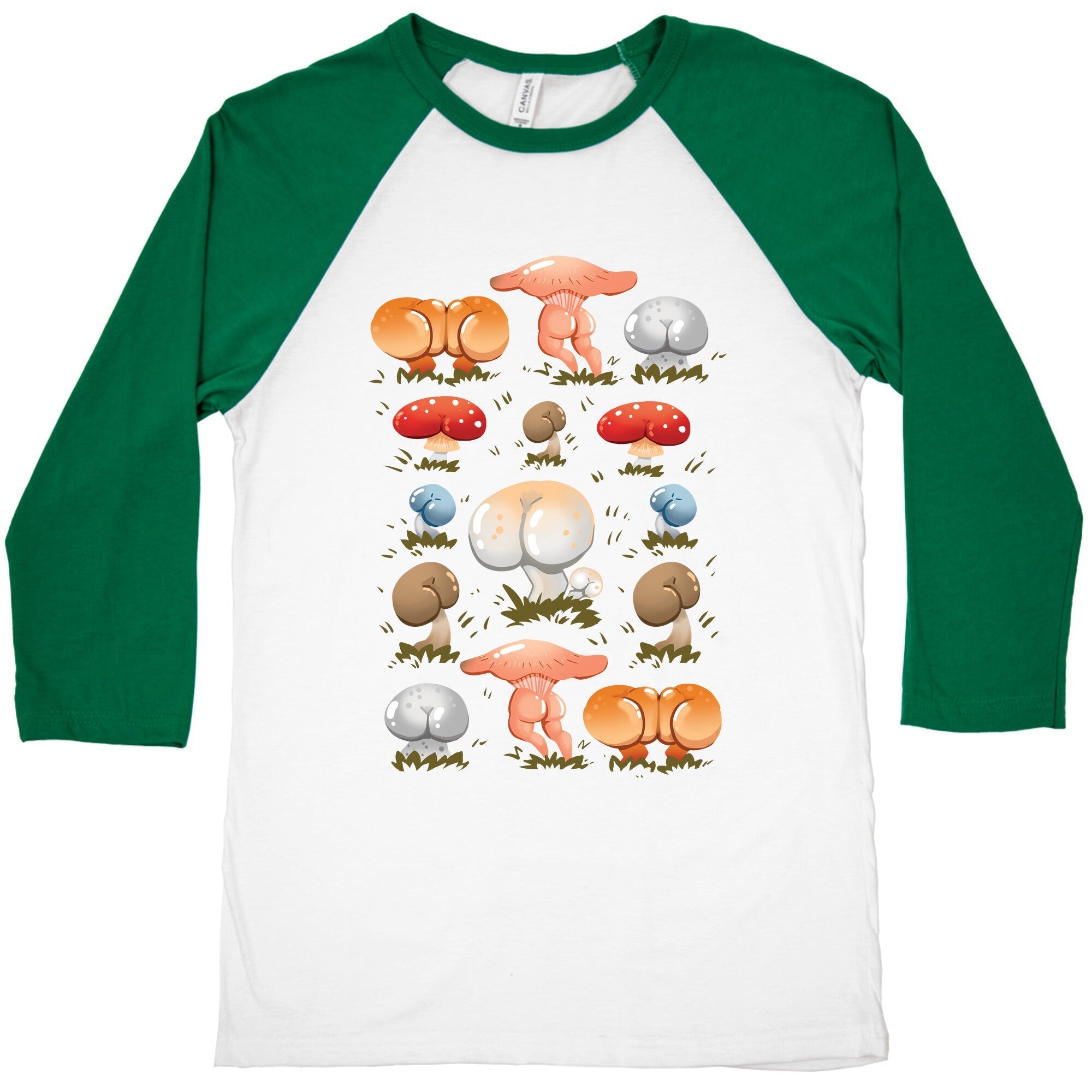 Butt Mushroom Pattern Baseball Tee Hoodie, Sweatshirt | PureTeeCo.com (Image 2)