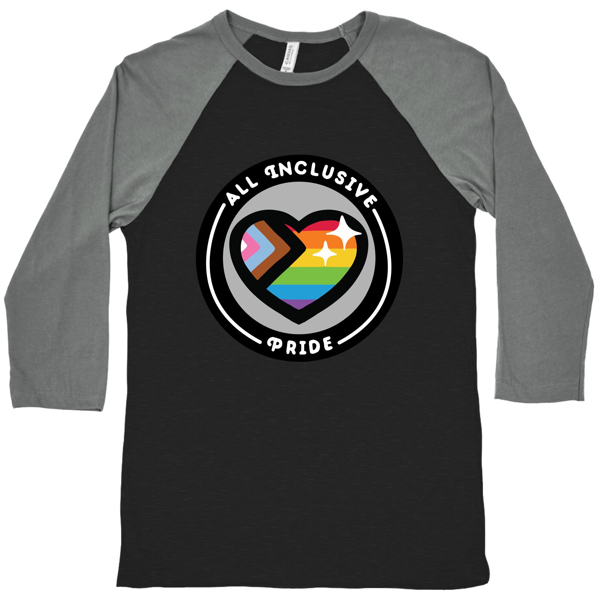 All Inclusive Pride Patch Baseball Tee Hoodie, Sweatshirt | PureTeeCo.com (Image 3)