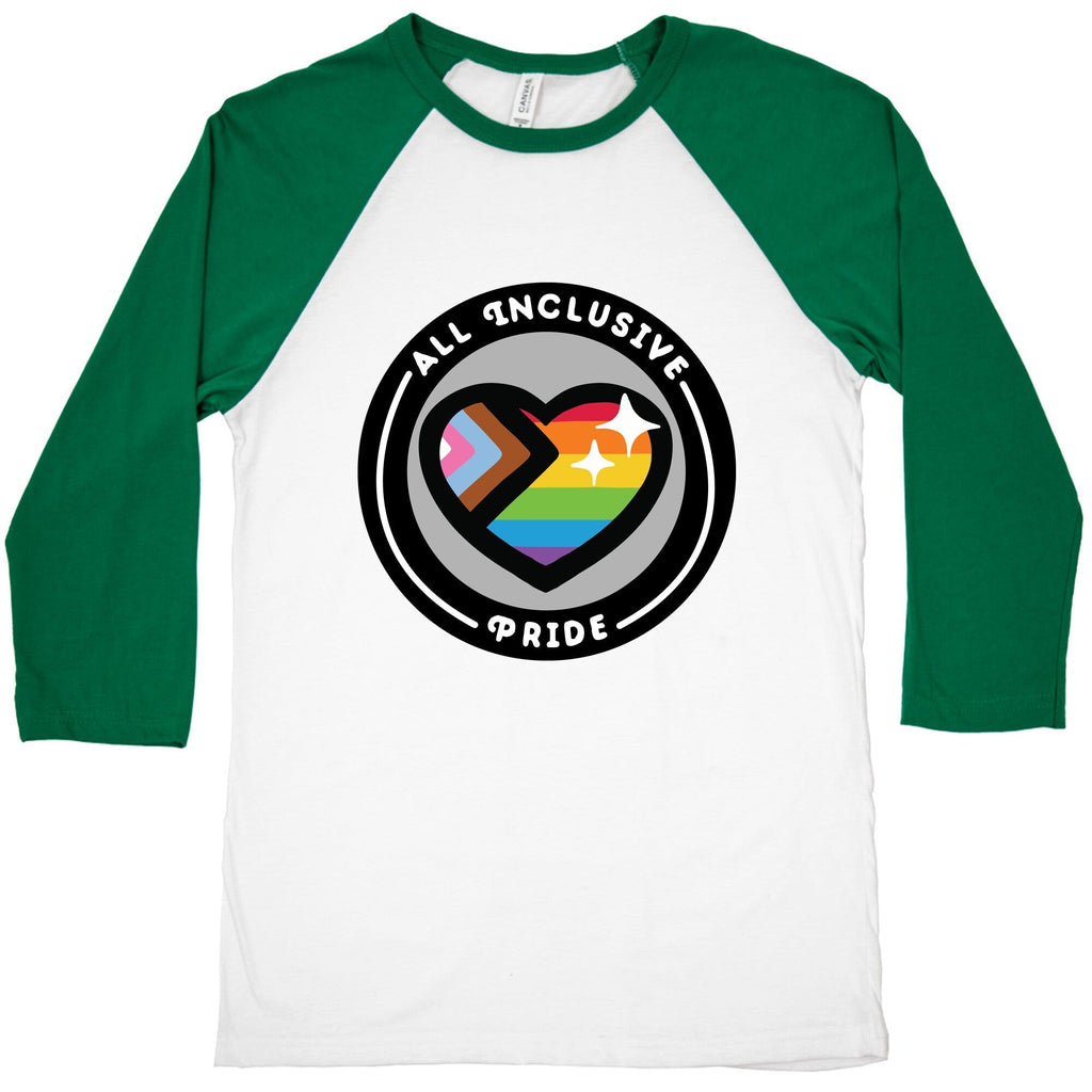 All Inclusive Pride Patch Baseball Tee Hoodie, Sweatshirt | PureTeeCo.com (Image 2)