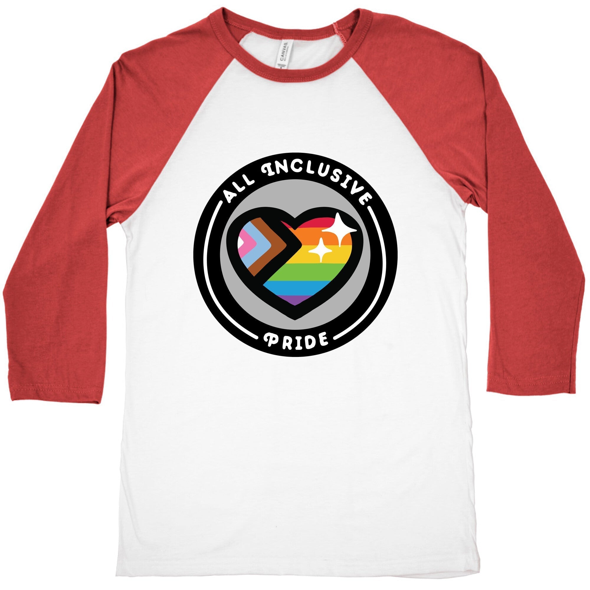 All Inclusive Pride Patch Baseball Tee Hoodie, Sweatshirt | PureTeeCo.com (Image 1)