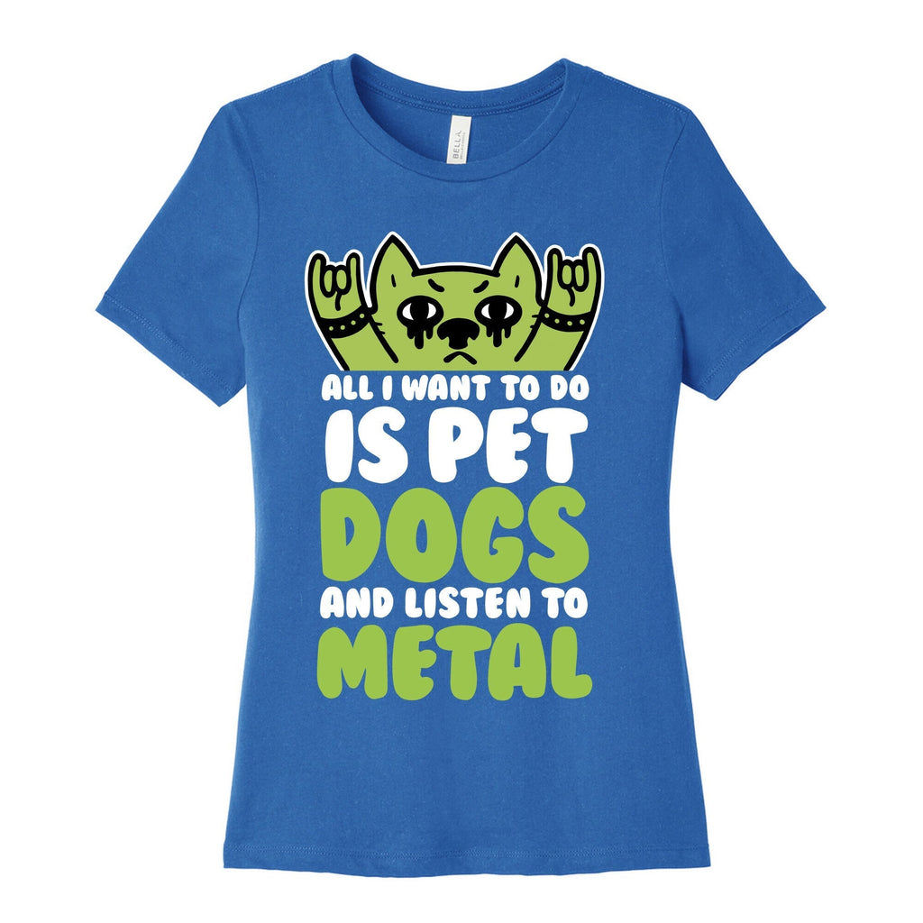 All I Want To Do Is Pet Dogs And Listen To Metal Women's Cotton Tee Hoodie, Sweatshirt | PureTeeCo.com (Image 3)