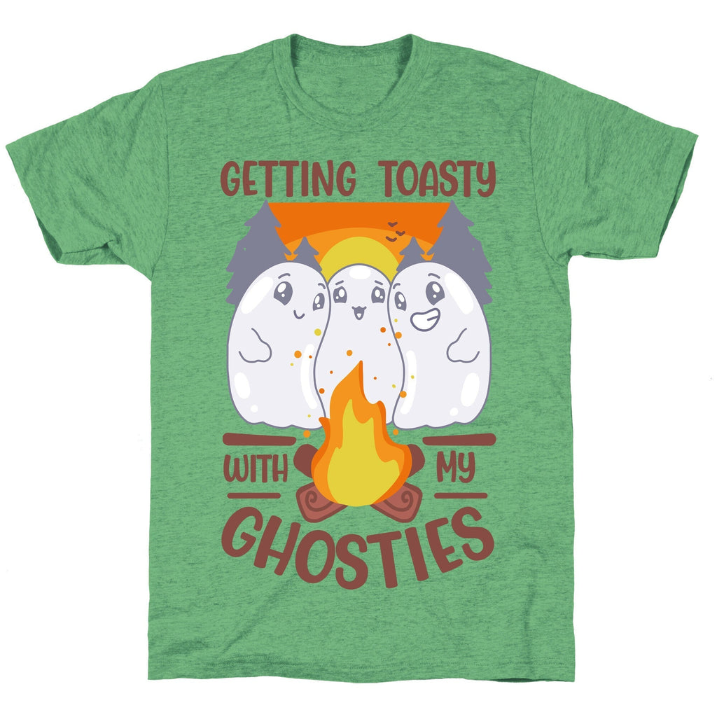Getting Toasty With My Ghosties  Unisex Triblend Tee Hoodie, Sweatshirt | PureTeeCo.com (Image 1)