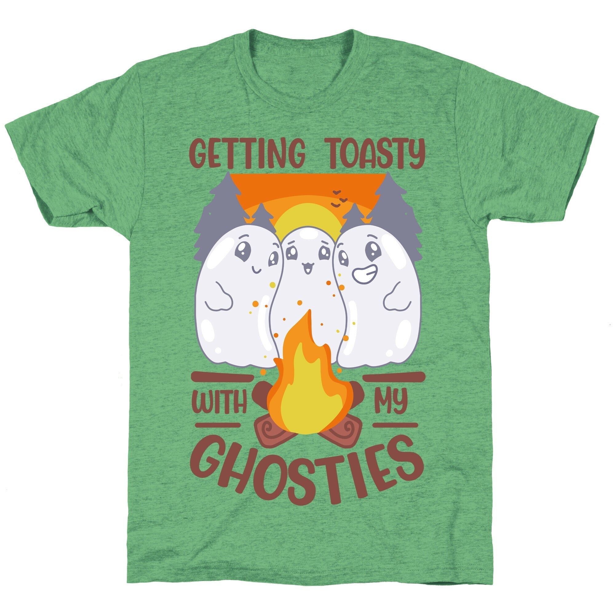 Getting Toasty With My Ghosties  Unisex Triblend Tee Hoodie, Sweatshirt | PureTeeCo.com (Image 1)