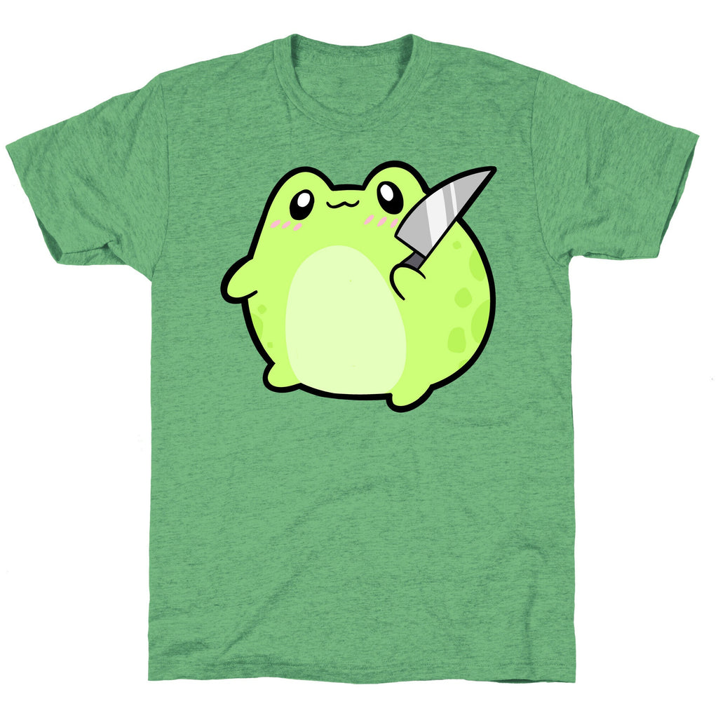 Cute Froggie With A Knife Unisex Triblend Tee Hoodie, Sweatshirt | PureTeeCo.com (Image 2)