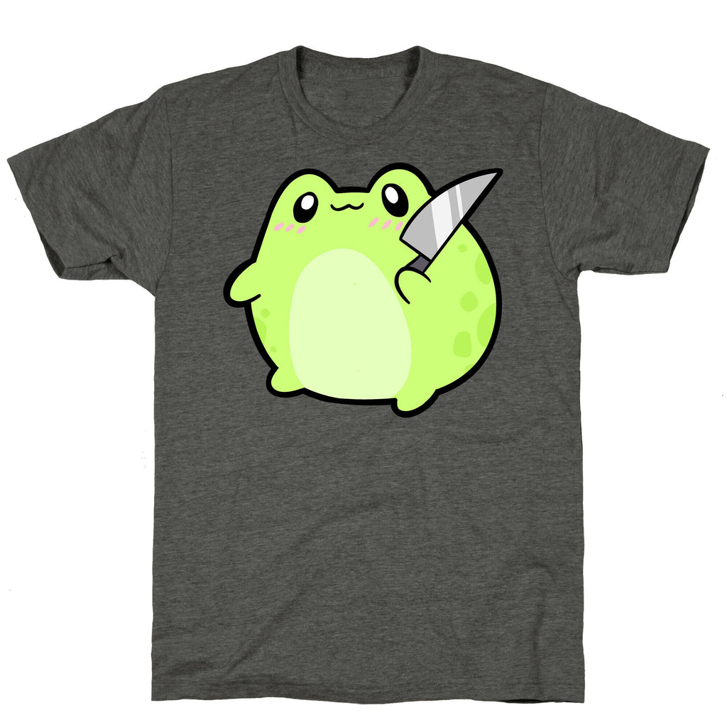 Cute Froggie With A Knife Unisex Triblend Tee Hoodie, Sweatshirt | PureTeeCo.com (Image 3)