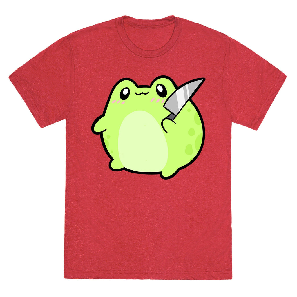 Cute Froggie With A Knife Unisex Triblend Tee Hoodie, Sweatshirt | PureTeeCo.com (Image 4)