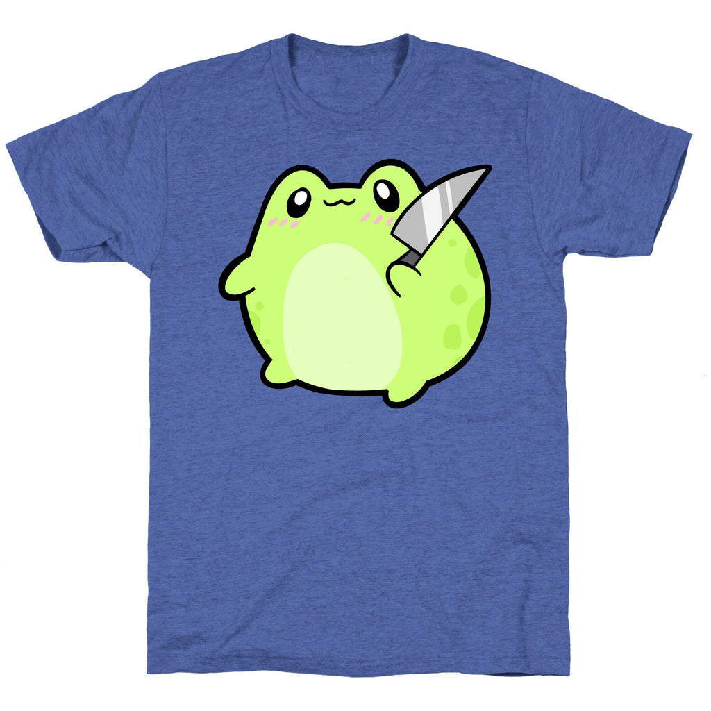 Cute Froggie With A Knife Unisex Triblend Tee Hoodie, Sweatshirt | PureTeeCo.com (Image 5)