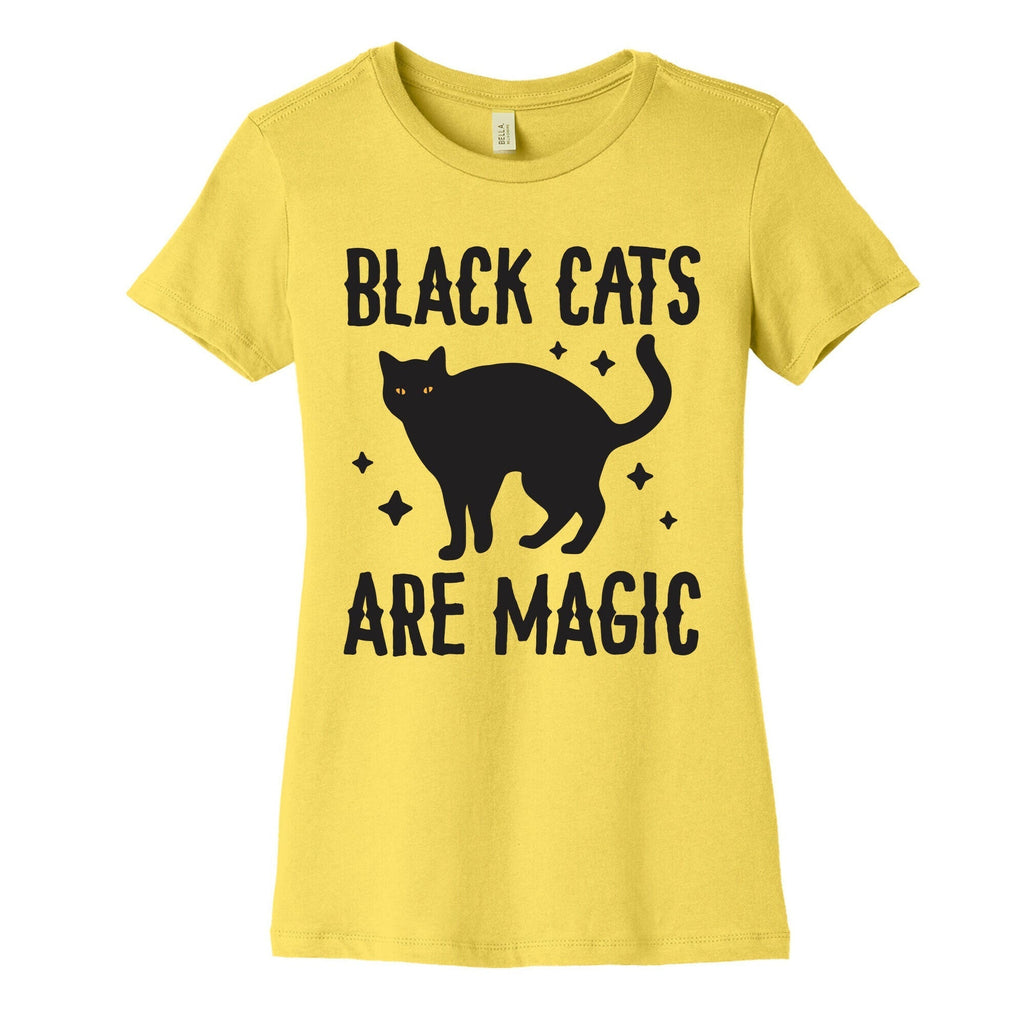 Black Cats Are Magic Women's Cotton Tee Hoodie, Sweatshirt | PureTeeCo.com (Image 3)