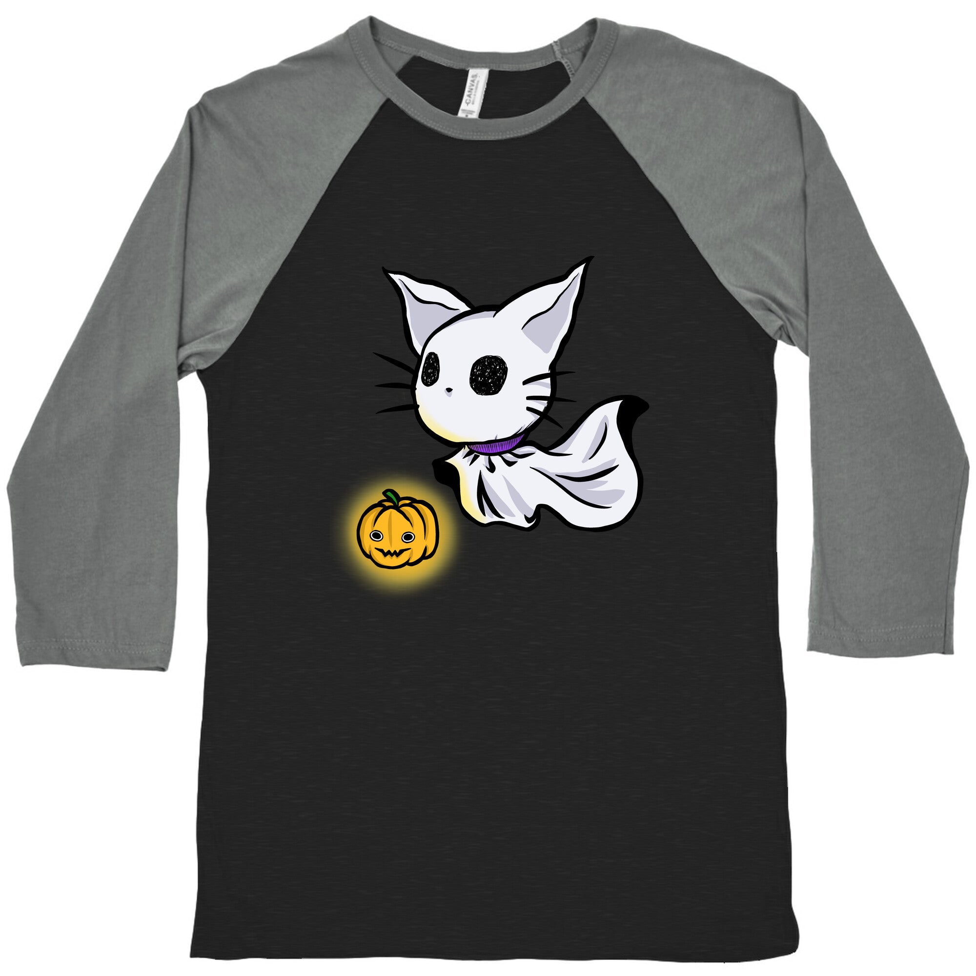 Ghost Cat Baseball Tee Hoodie, Sweatshirt | PureTeeCo.com (Image 1)