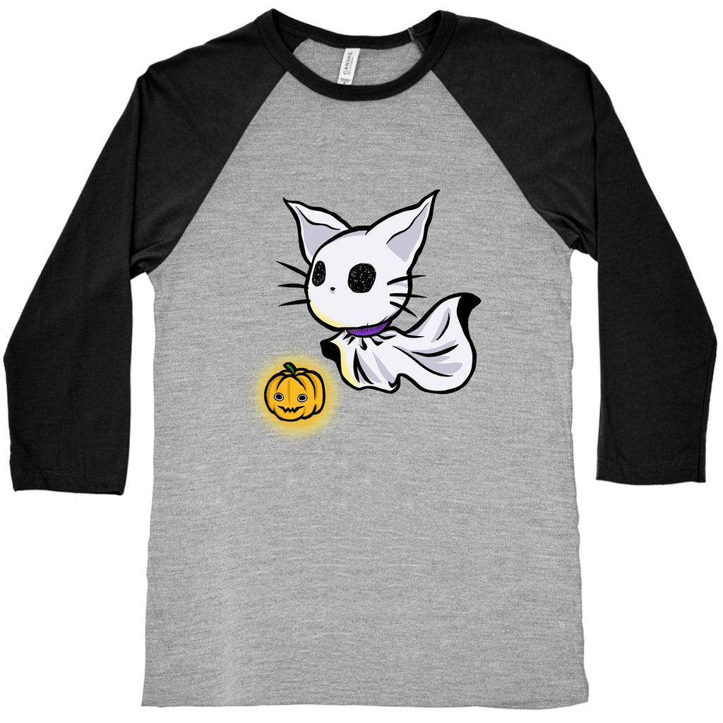 Ghost Cat Baseball Tee Hoodie, Sweatshirt | PureTeeCo.com (Image 2)