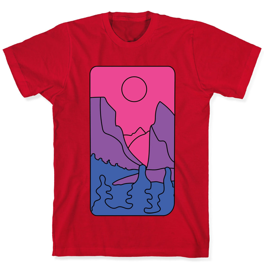 Groovy Pride Flag Landscapes: Bi Flag T-Shirt Hoodie, Sweatshirt | PureTeeCo.com (Image 5)
