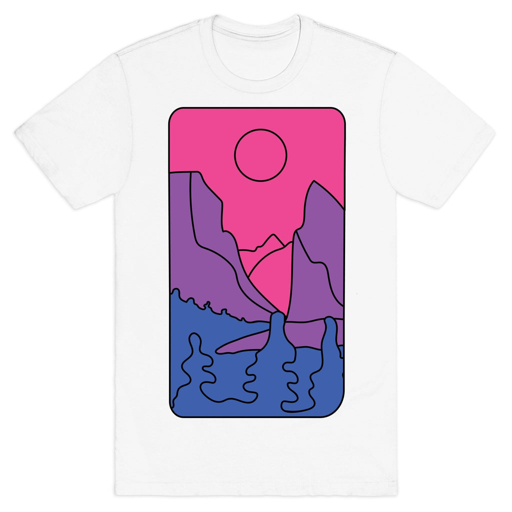 Groovy Pride Flag Landscapes: Bi Flag T-Shirt Hoodie, Sweatshirt | PureTeeCo.com (Image 2)
