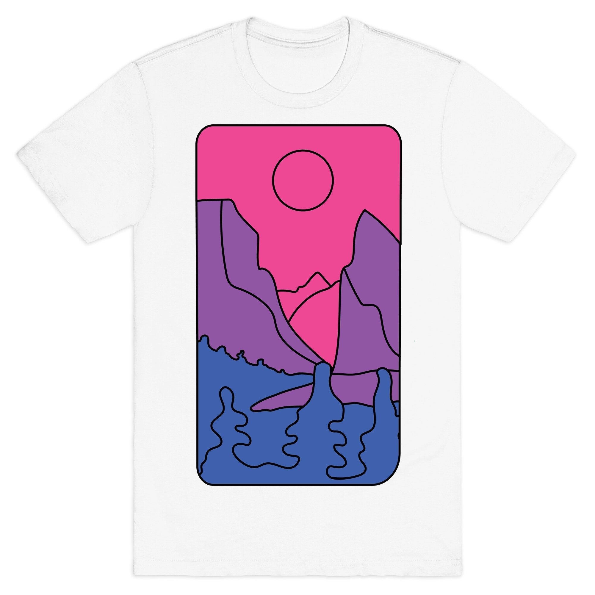Groovy Pride Flag Landscapes: Bi Flag T-Shirt Hoodie, Sweatshirt | PureTeeCo.com (Image 2)