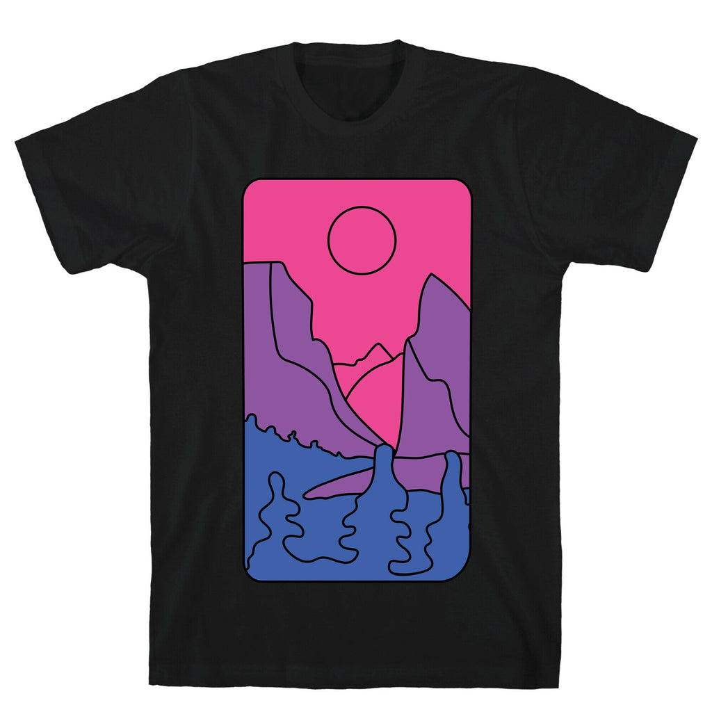 Groovy Pride Flag Landscapes: Bi Flag T-Shirt Style001 Hoodie, Sweatshirt | PureTeeCo.com (Image 1)