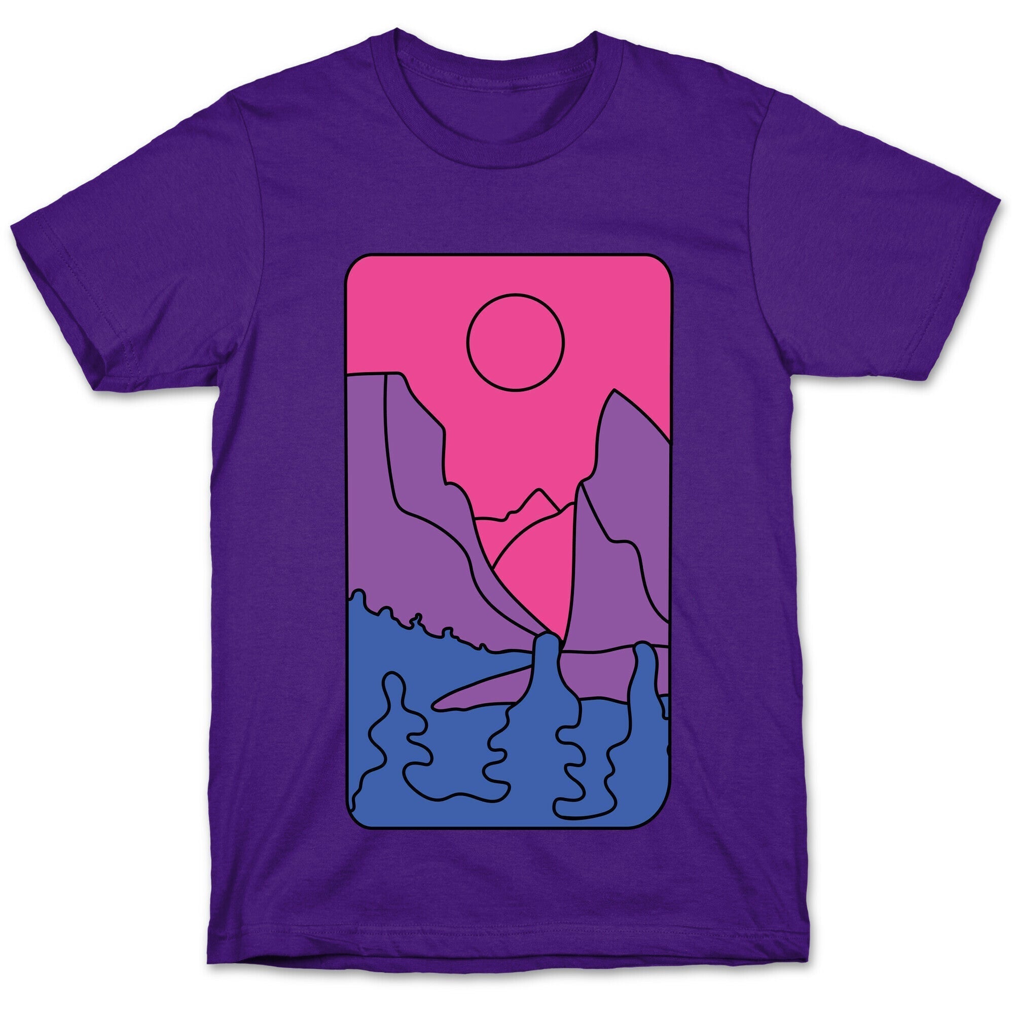 Groovy Pride Flag Landscapes: Bi Flag T-Shirt Style001 Hoodie, Sweatshirt | PureTeeCo.com (Image 4)