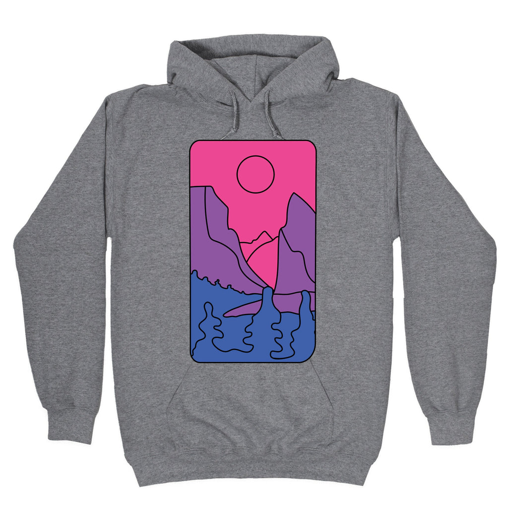 Groovy Pride Flag Landscapes: Bi Flag Hoodie T-Shirts, Sweatshirt | PureTeeCo.com (Image 1)