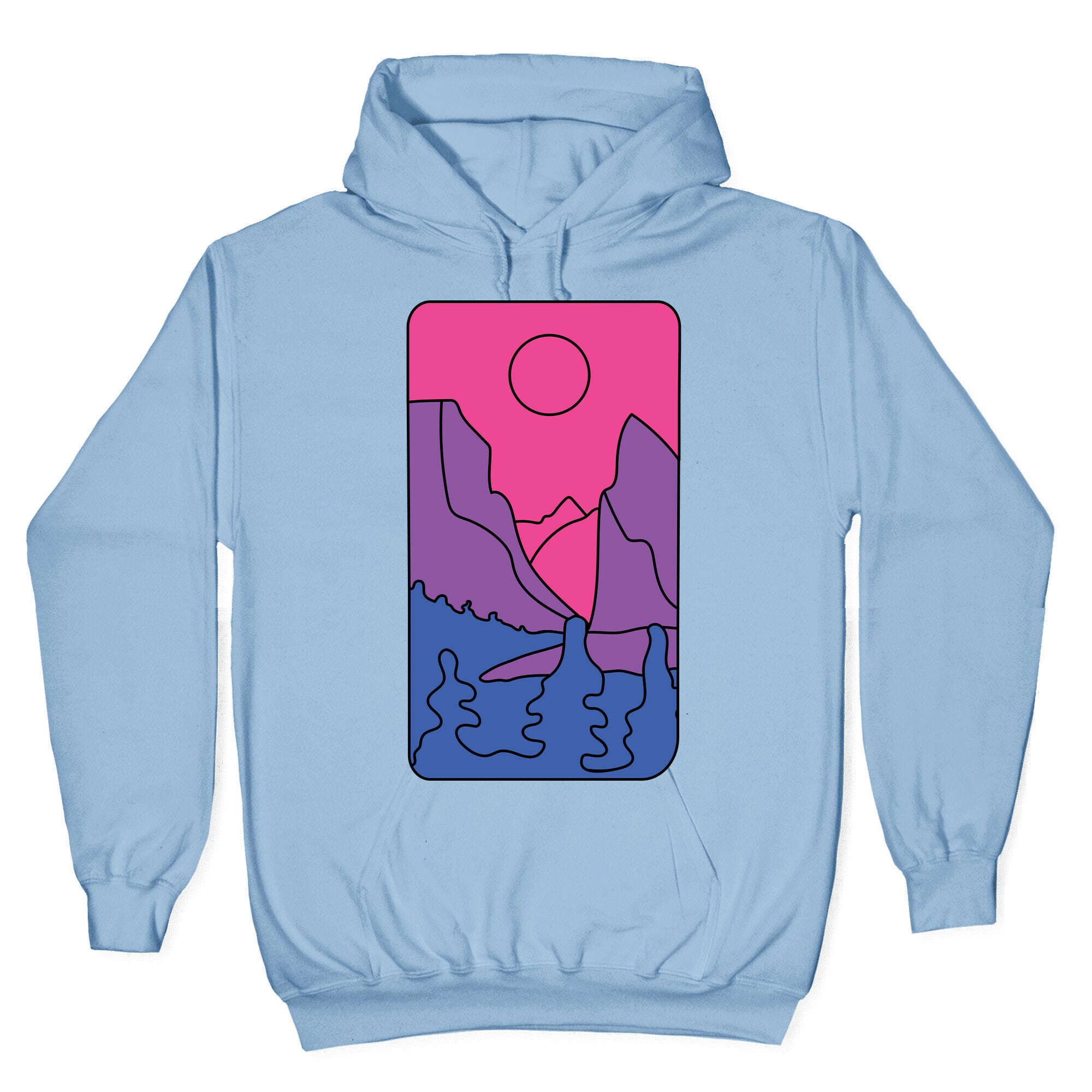 Groovy Pride Flag Landscapes: Bi Flag Hoodie T-Shirts, Sweatshirt | PureTeeCo.com (Image 4)