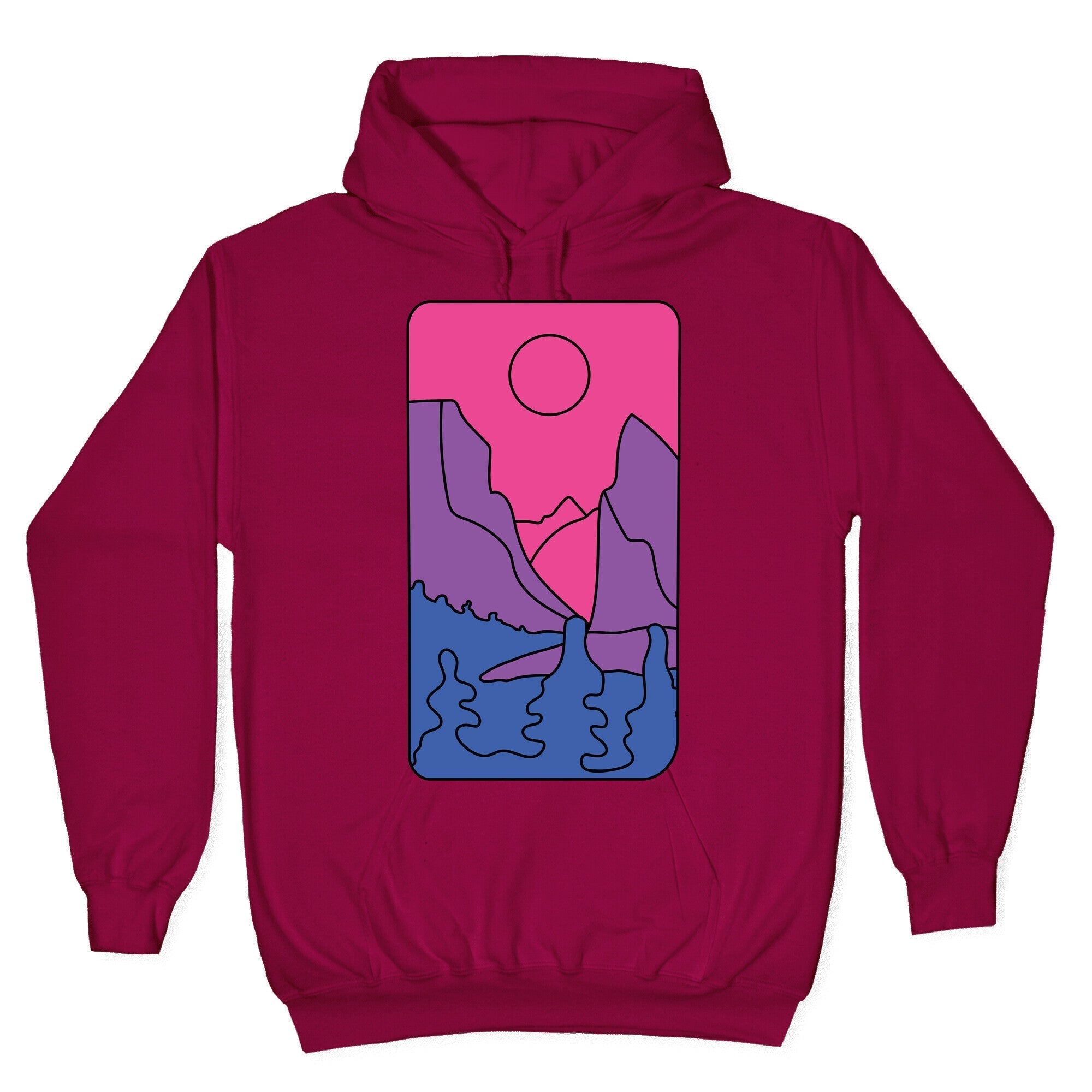 Groovy Pride Flag Landscapes: Bi Flag Hoodie T-Shirts, Sweatshirt | PureTeeCo.com (Image 5)