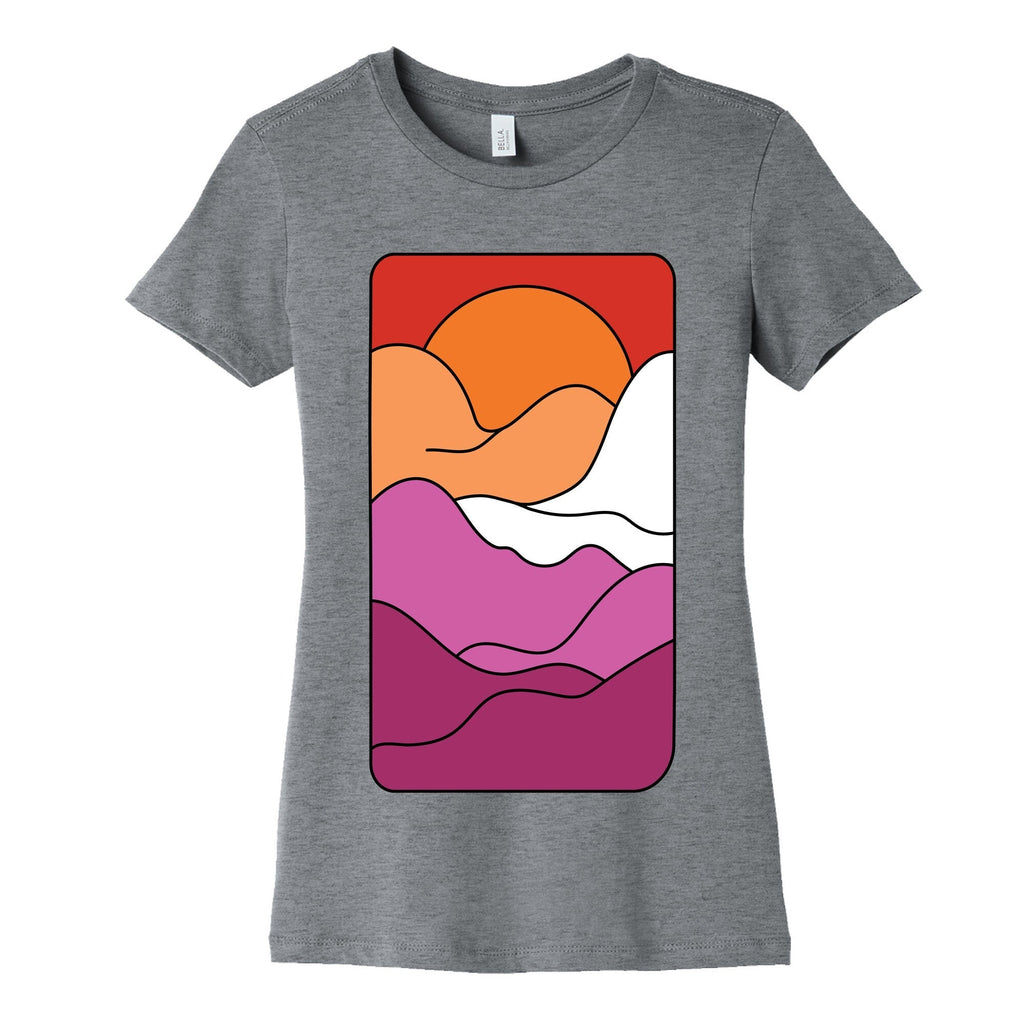 Groovy Pride Flag Landscapes: Lesbian Flag Women's Cotton Tee Hoodie, Sweatshirt | PureTeeCo.com (Image 2)