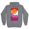 Groovy Pride Flag Landscapes: Lesbian Flag Hoodie T-Shirts, Sweatshirt | PureTeeCo.com (Image 1)