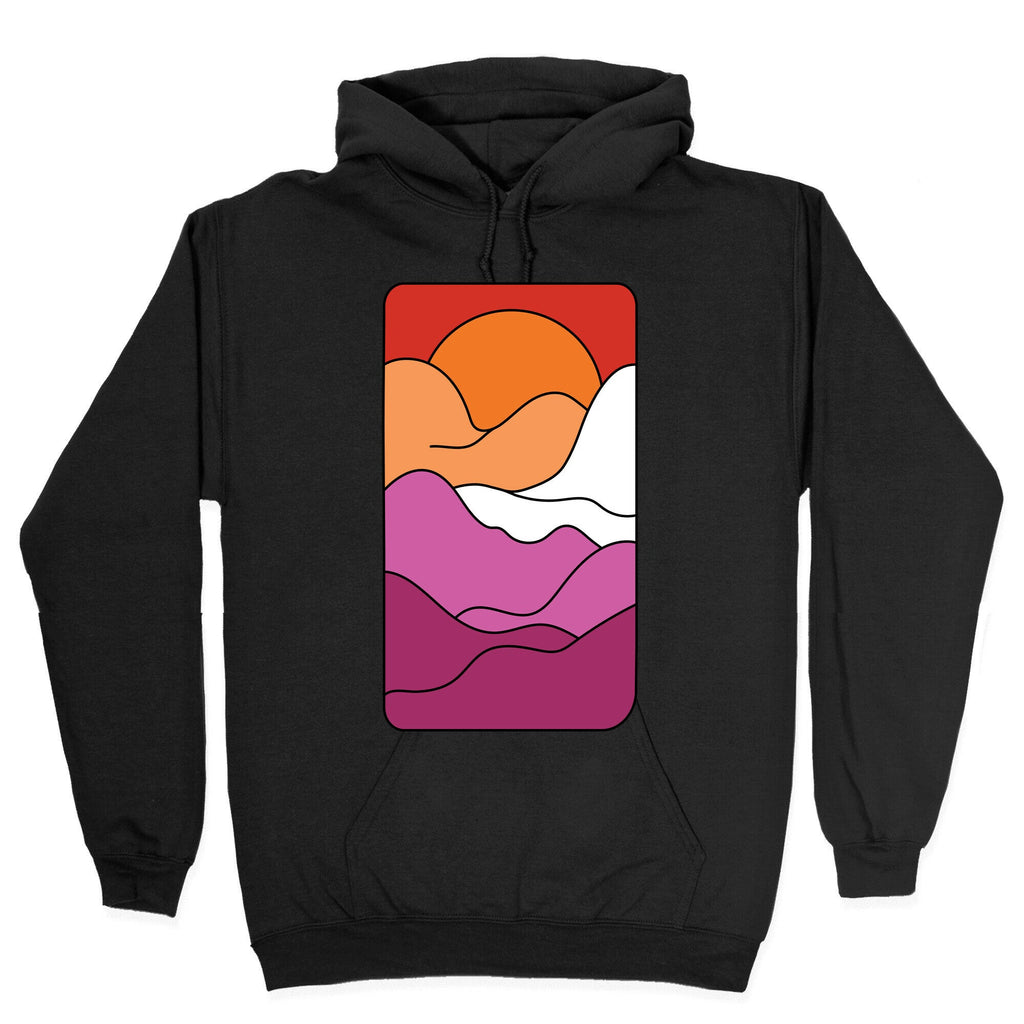 Groovy Pride Flag Landscapes: Lesbian Flag Hoodie T-Shirts, Sweatshirt | PureTeeCo.com (Image 2)