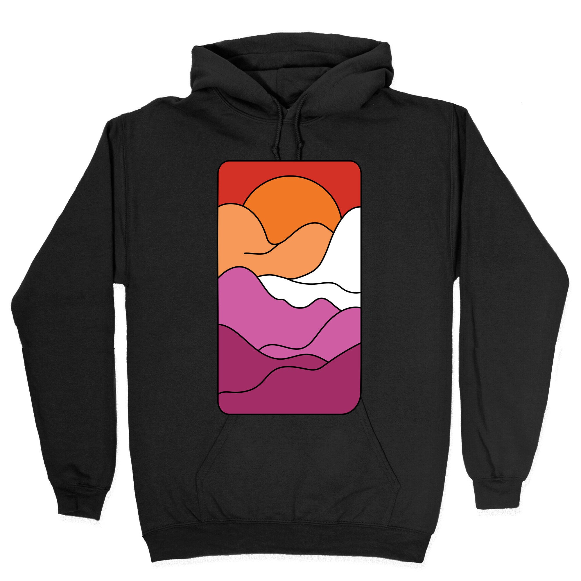 Groovy Pride Flag Landscapes: Lesbian Flag Hoodie T-Shirts, Sweatshirt | PureTeeCo.com (Image 2)