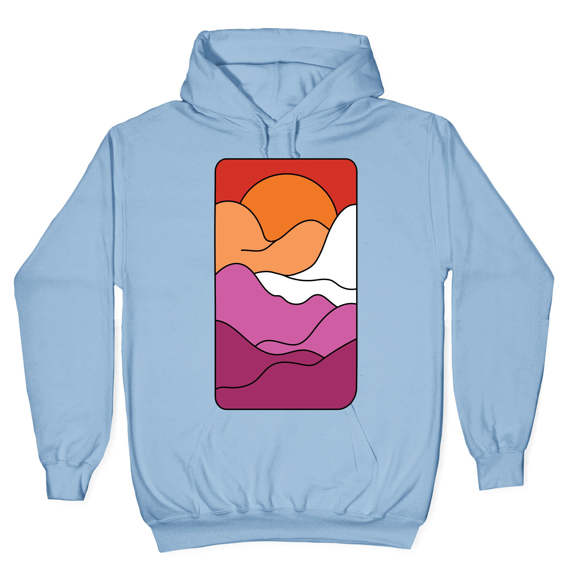 Groovy Pride Flag Landscapes: Lesbian Flag Hoodie T-Shirts, Sweatshirt | PureTeeCo.com (Image 4)