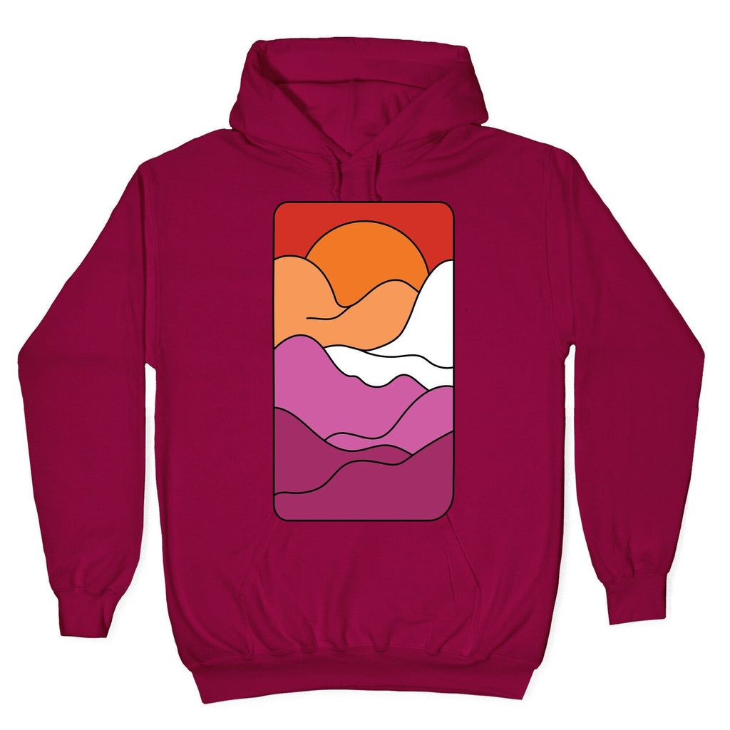 Groovy Pride Flag Landscapes: Lesbian Flag Hoodie T-Shirts, Sweatshirt | PureTeeCo.com (Image 5)