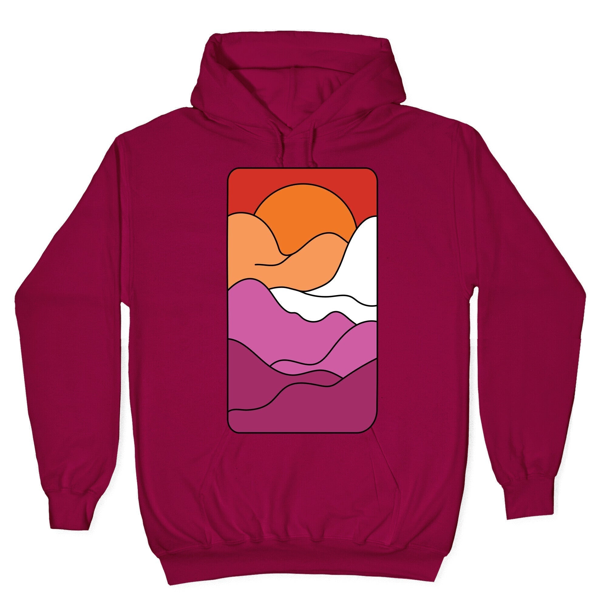 Groovy Pride Flag Landscapes: Lesbian Flag Hoodie T-Shirts, Sweatshirt | PureTeeCo.com (Image 5)